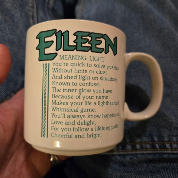 Vintage Eileen Name Mug Design Poetry PAPEL Marci G 1990s Korea Ceramic Light - Picture 1 of 5